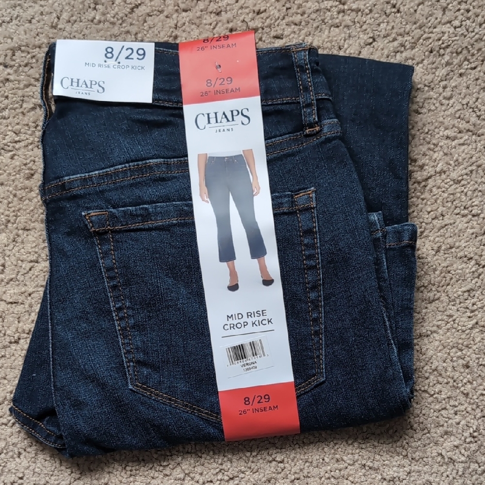 Chaps Dark Blue Mid Rise Crop Kick Jeans
